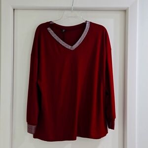 Red Long sleeve vneck